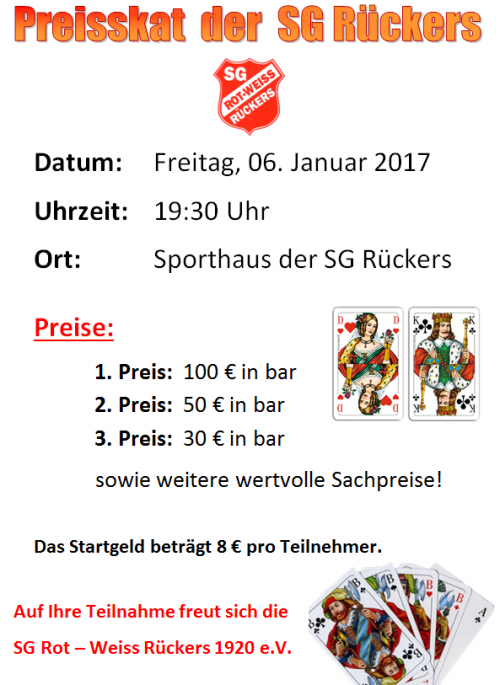 Preisskat der SG Rückers am 06.01.2017