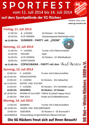 Sportfest der SG Rückers vom 11.07.2014 - 14.07.2014