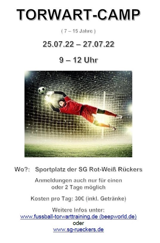 TORWART-CAMP der SG Rückers vom 25.07.2022 - 27.07.2022