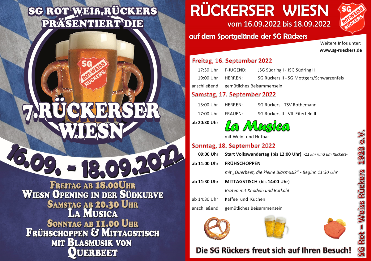 7. Rückerser Wiesn vom 16.09.-18.09.2022