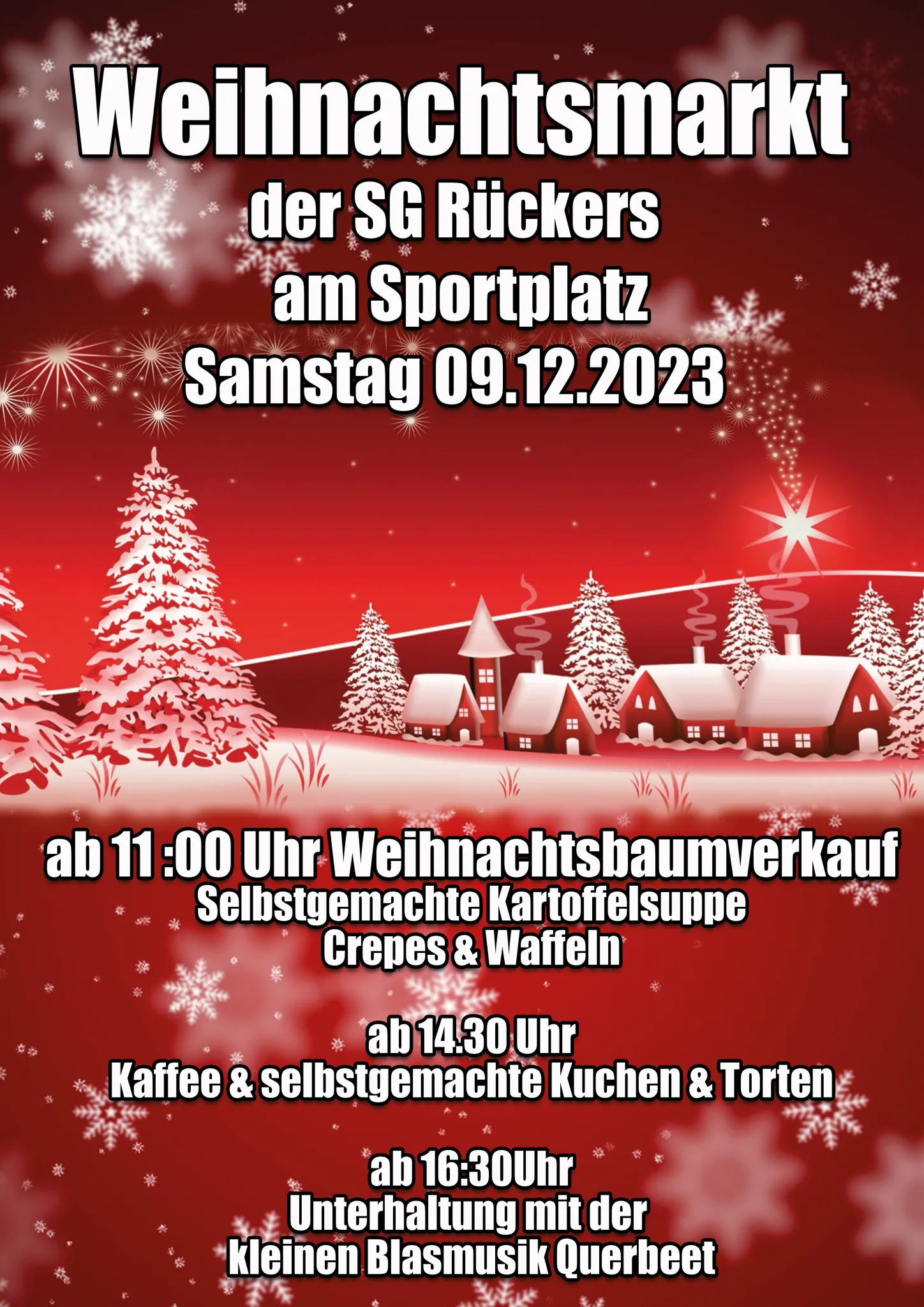 Weihnachtsmarkt der SG Rückers inkl. Weihnachtsbaumverkauf am 09.12.2023