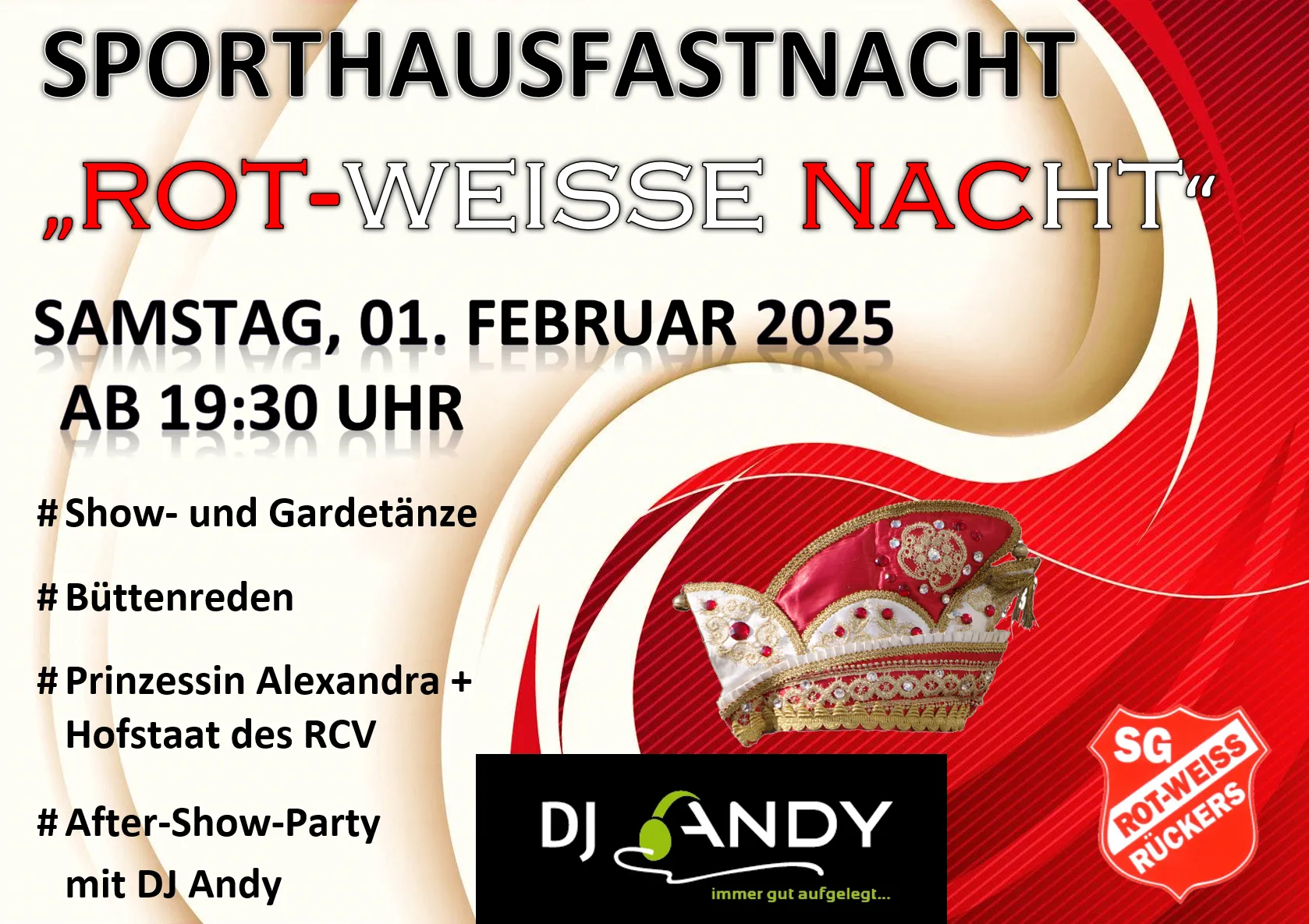 Sporthausfastnacht der SGR am Samstag, den 01.02.2025